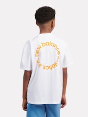 New Balance White Kids Circular Logo Graphic 100% Cotton T-Shirt - Image 3 of 10