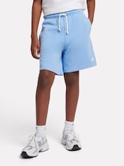 New Balance Blue Kids French Terry Small Logo 100% Cotton Shorts - Image 1 of 5