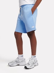 New Balance Blue Kids French Terry Small Logo 100% Cotton Shorts - Image 2 of 5