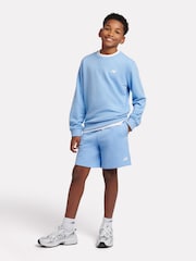 New Balance Blue Kids French Terry Small Logo 100% Cotton Shorts - Image 4 of 5