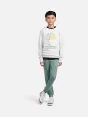 New Balance Grey Kids Running Club Cartoon Graphic Crew 100% Cotton Sweatshirt - Image 3 of 9