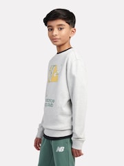New Balance Grey Kids Running Club Cartoon Graphic Crew 100% Cotton Sweatshirt - Image 4 of 9