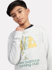 New Balance Grey Kids Running Club Cartoon Graphic Crew 100% Cotton Sweatshirt - Image 5 of 9