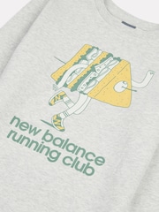 New Balance Grey Kids Running Club Cartoon Graphic Crew 100% Cotton Sweatshirt - Image 9 of 9
