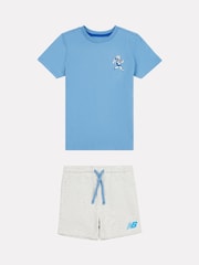 New Balance Light Blue Kids Jersey Ringer T-Shirt & Shorts Set - Image 1 of 6