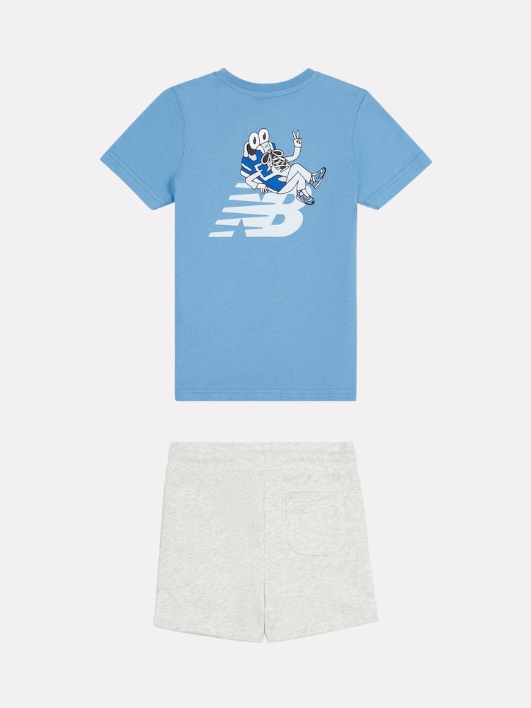 New Balance Light Blue Kids Jersey Ringer T-Shirt & Shorts Set - Image 2 of 6