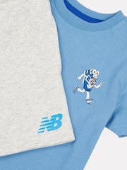 New Balance Light Blue Kids Jersey Ringer T-Shirt & Shorts Set - Image 3 of 6