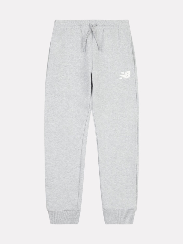 New Balance Grey Boys 100% Cotton French Terry Stacked Logo Joggers - Image 1 of 3