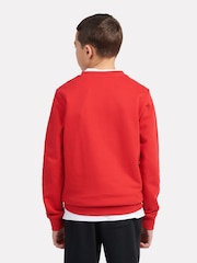 New Balance Red Kids French Terry Stacked Logo Crew 100% Cotton Sweatshirt - Image 3 of 8