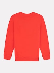 New Balance Red Kids French Terry Stacked Logo Crew 100% Cotton Sweatshirt - Image 7 of 8