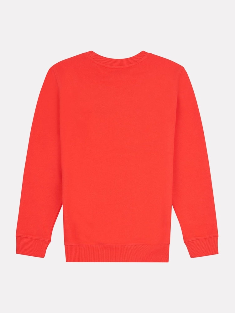 New Balance Red Kids French Terry Stacked Logo Crew 100% Cotton Sweatshirt - Image 7 of 8