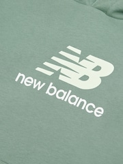 New Balance Green Kids French Terry Stacked Logo 100% Cotton Hoodie - Image 8 of 8