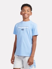 New Balance Blue Kids Linear Athletics Graphic 100% Cotton T-Shirt - Image 1 of 9