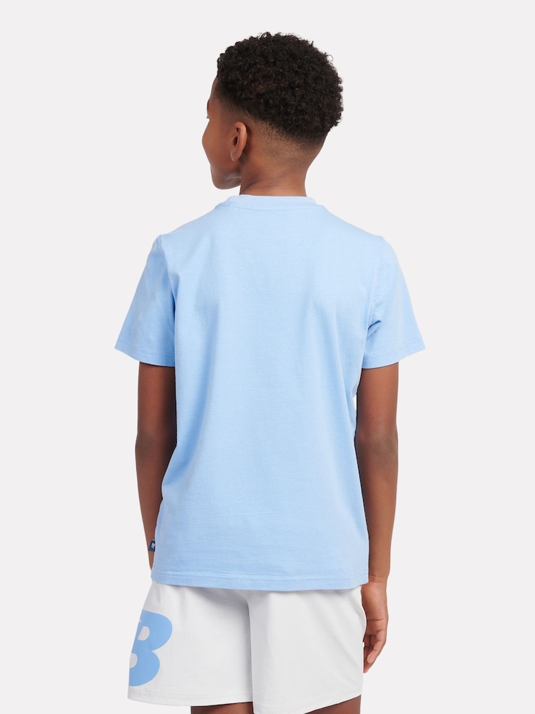 New Balance Blue Kids Linear Athletics Graphic 100% Cotton T-Shirt - Image 3 of 9