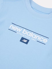 New Balance Blue Kids Linear Athletics Graphic 100% Cotton T-Shirt - Image 9 of 9