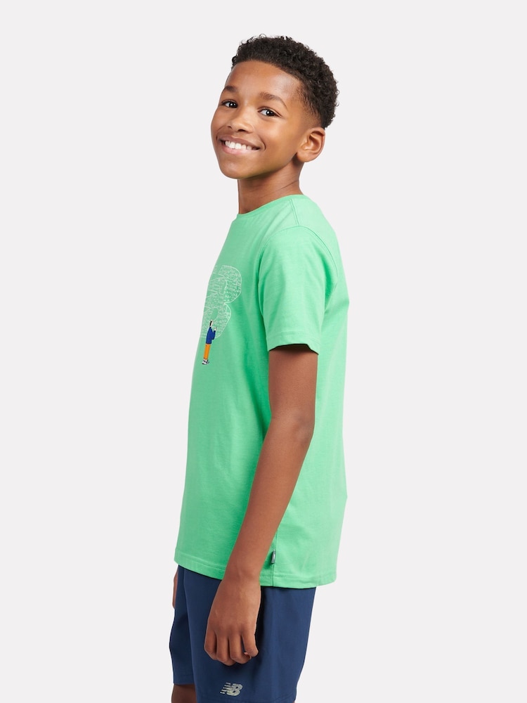 New Balance Green Kids Chalkboard Graphic 100% Cotton T-Shirt - Image 2 of 9