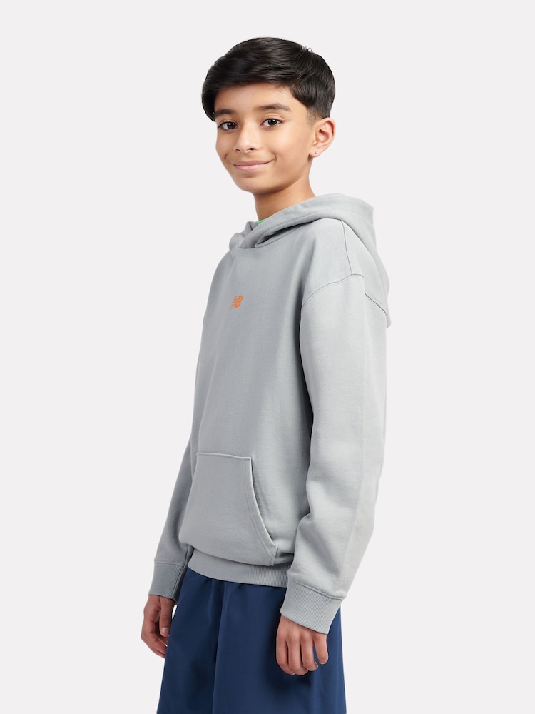 New Balance Grey Kids Fitness Centre Illustrated Back Graphic 100% Cotton Hoodie - Image 2 of 6