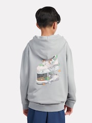 New Balance Grey Kids Fitness Centre Illustrated Back Graphic 100% Cotton Hoodie - Image 3 of 6