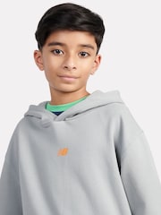 New Balance Grey Kids Fitness Centre Illustrated Back Graphic 100% Cotton Hoodie - Image 4 of 6