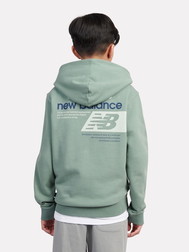 New Balance Green Kids Authentic Brand Players Back Graphic 100% Cotton Hoodie - Image 3 of 10