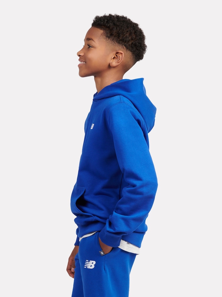 New Balance Blue Small Kids French Terry 100% Cotton Logo Hoodie - Image 2 of 5 New Balance Blue Small Kids French Terry 100% Cotton Logo Hoodie - Image 2 of 5