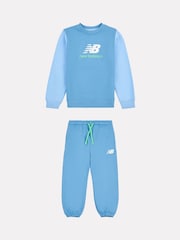 New Balance Blue Kids 100% Cotton Crew Top & Joggers Set - Image 1 of 5