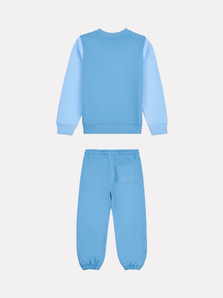 New Balance Blue Kids 100% Cotton Crew Top & Joggers Set - Image 2 of 5