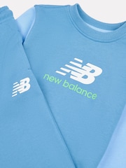 New Balance Blue Kids 100% Cotton Crew Top & Joggers Set - Image 3 of 5
