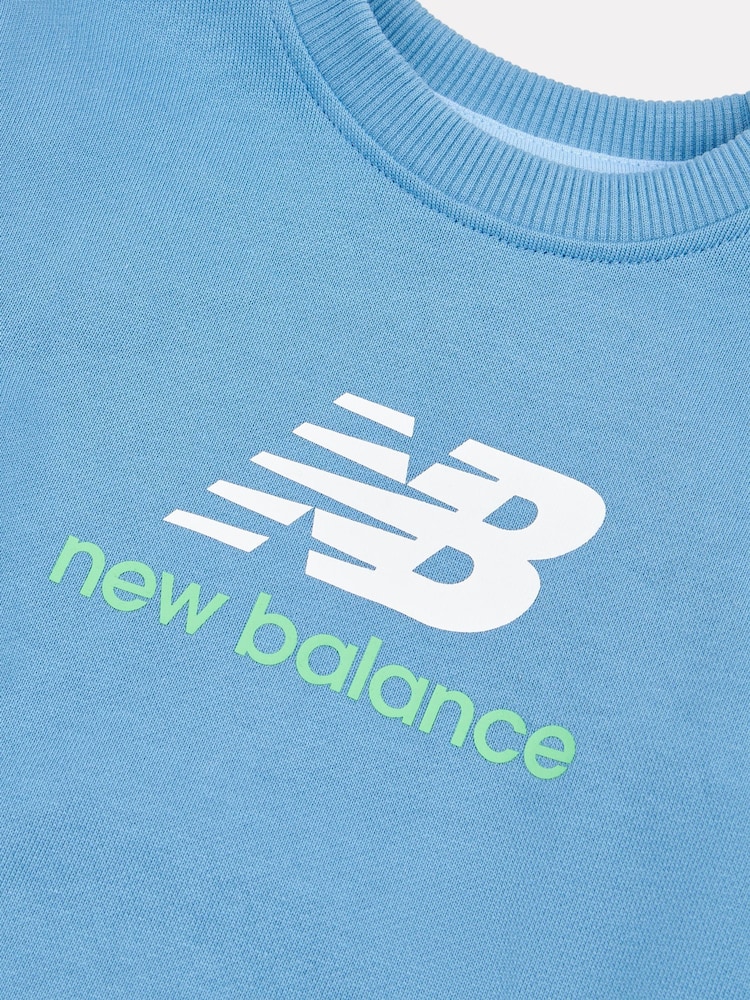 New Balance Blue Kids 100% Cotton Crew Top & Joggers Set - Image 4 of 5