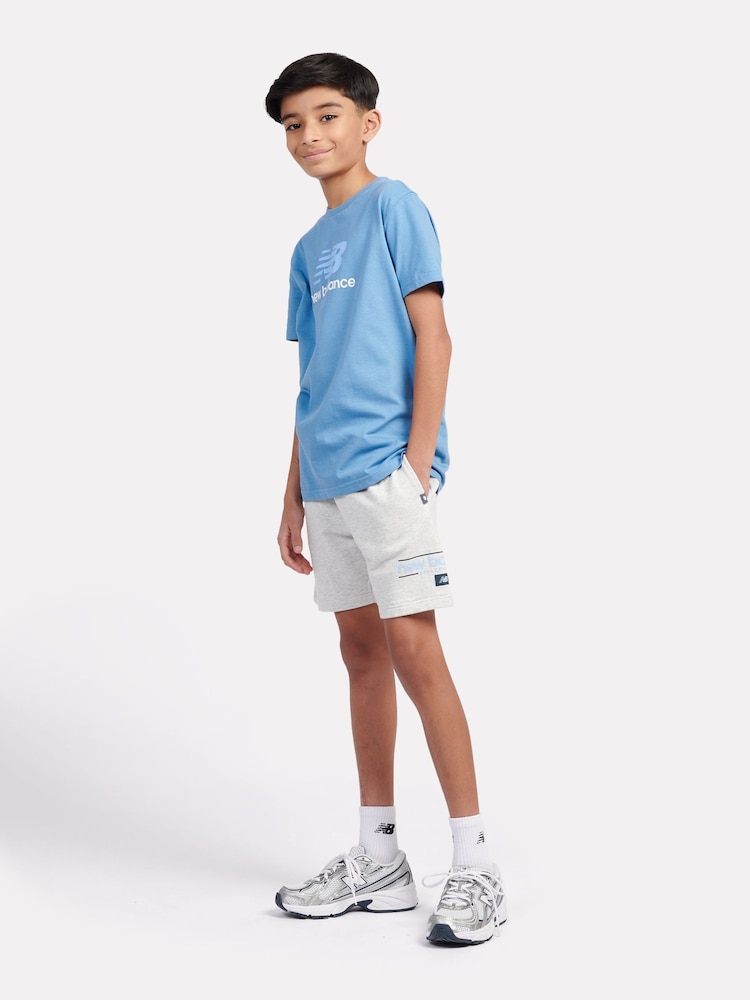 New Balance Grey Kids Athletic Shoes Graphic 100% Cotton Shorts - Image 5 of 5