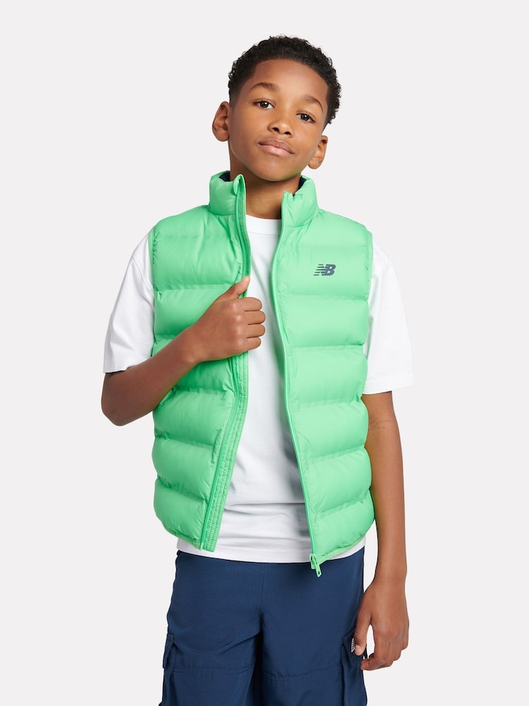 New Balance Green Boys Bond Quilted Gilet - Image 1 of 8