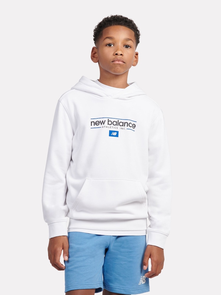 New Balance White Kids Athletics Graphic 100% Cotton Hoodie - Image 1 of 6