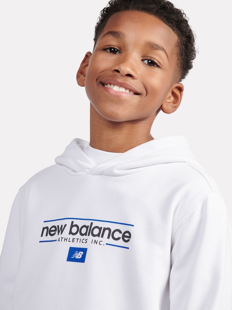 New Balance White Kids Athletics Graphic 100% Cotton Hoodie - Image 4 of 6