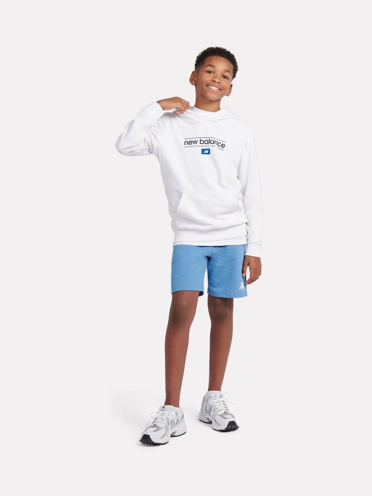 New Balance White Kids Athletics Graphic 100% Cotton Hoodie - Image 5 of 6