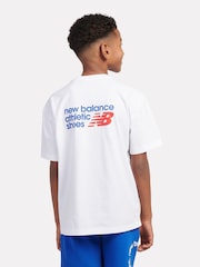 New Balance White Kids Athletic Shoes Back Graphic 100% Cotton T-Shirt - Image 3 of 6