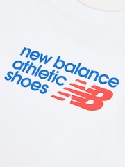New Balance White Kids Athletic Shoes Back Graphic 100% Cotton T-Shirt - Image 9 of 10