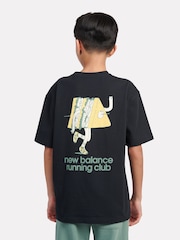New Balance Black Kids Running Club Sandwich Back Graphic 100% Cotton T-Shirt - Image 3 of 6