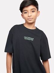 New Balance Black Kids Running Club Sandwich Back Graphic 100% Cotton T-Shirt - Image 4 of 6