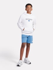 New Balance Blue Kids French Terry Stacked Logo 100% Cotton Shorts - Image 3 of 4