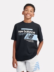 New Balance Black Kids Authentic Brand Players Graphic 100% Cotton T-Shirt - Image 1 of 8