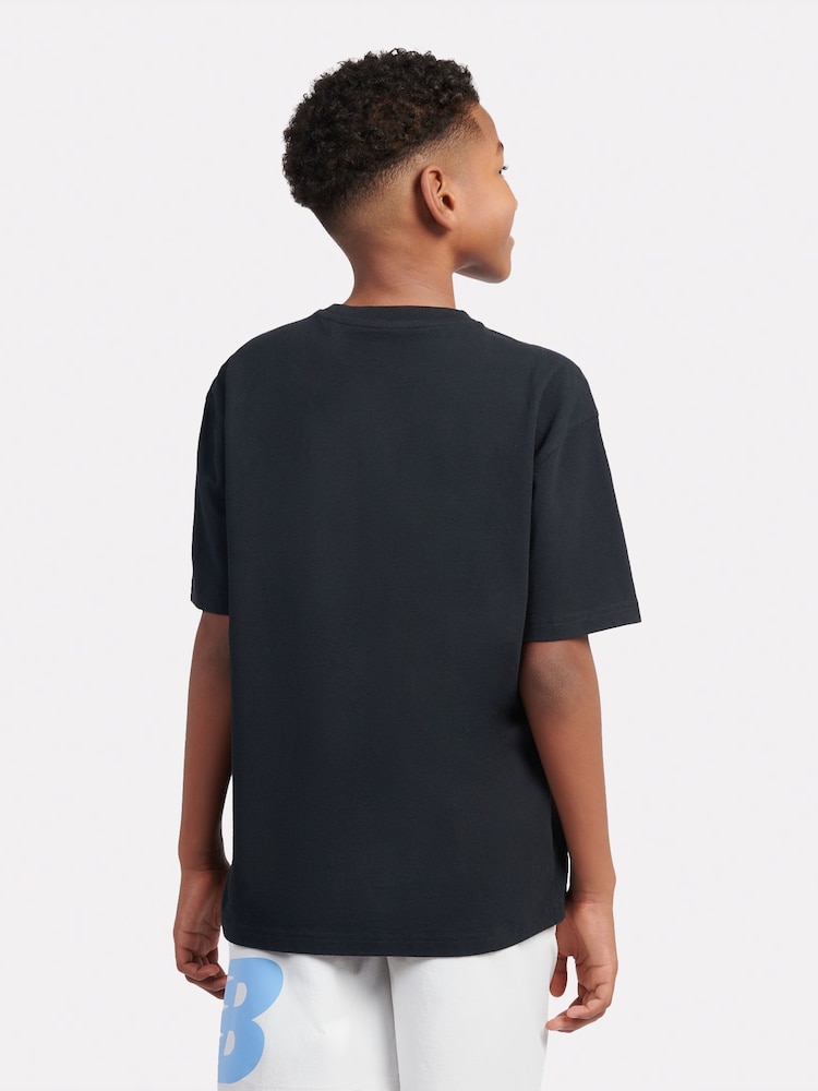 New Balance Black Kids Authentic Brand Players Graphic 100% Cotton T-Shirt - Image 3 of 8