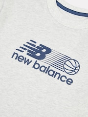 New Balance White Kids Hoops Branded Graphic 100% Cotton T-Shirt - Image 9 of 9