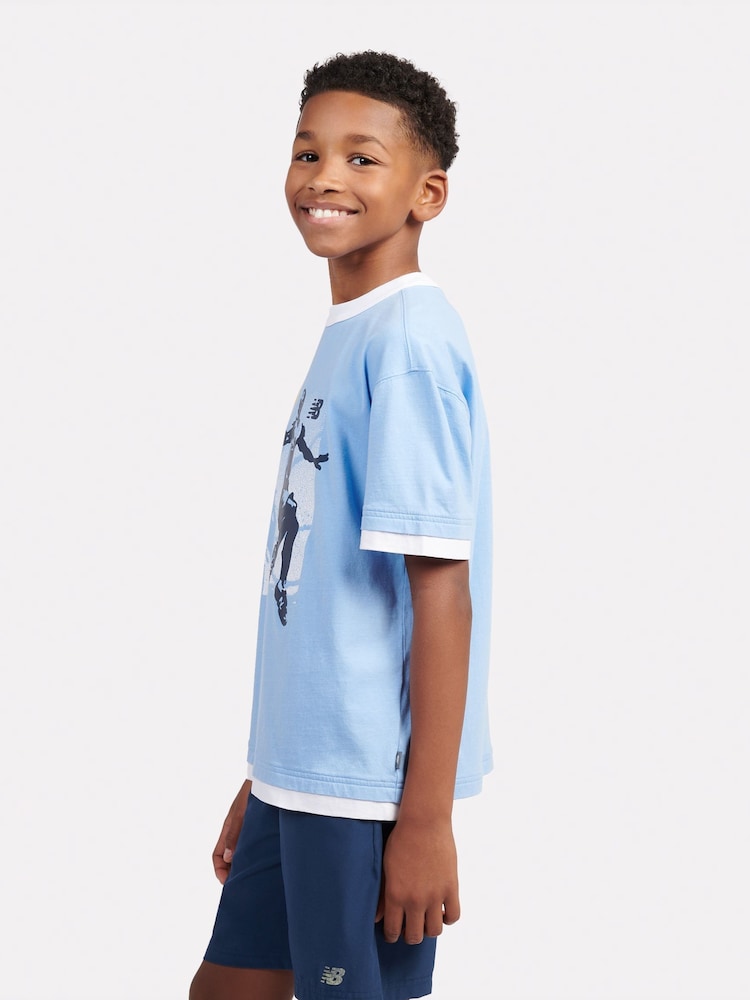 New Balance Blue Kids Hoops Layup Graphic T-Shirt - Image 2 of 9