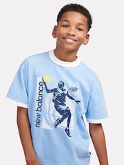 New Balance Blue Kids Hoops Layup Graphic T-Shirt - Image 4 of 9