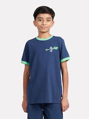New Balance Blue Kids Tennis Cartoon Back Graphic T-Shirt - Image 1 of 10