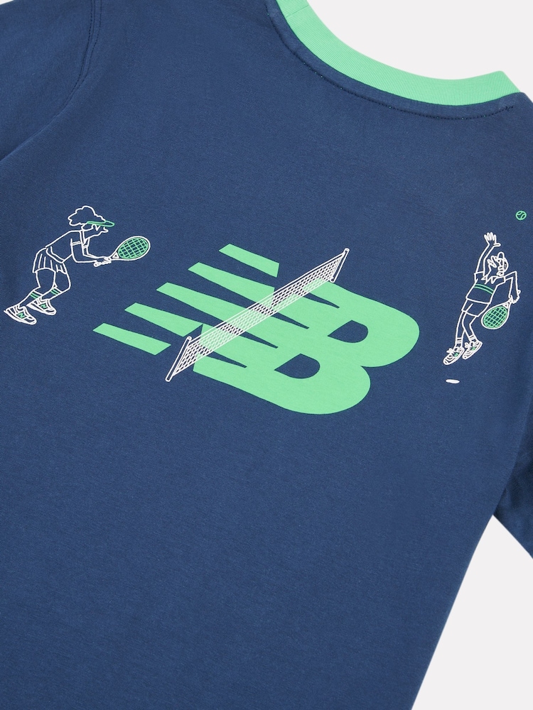 New Balance Blue Kids Tennis Cartoon Back Graphic T-Shirt - Image 10 of 10 New Balance Blue Kids Tennis Cartoon Back Graphic T-Shirt - Image 10 of 10