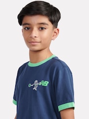 New Balance Blue Kids Tennis Cartoon Back Graphic T-Shirt - Image 5 of 10