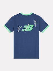 New Balance Blue Kids Tennis Cartoon Back Graphic T-Shirt - Image 8 of 10