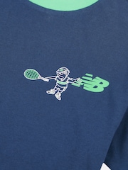 New Balance Blue Kids Tennis Cartoon Back Graphic T-Shirt - Image 9 of 10