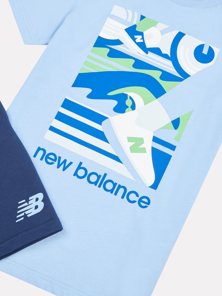 New Balance Blue Kids Greatest Hits Graphic T-Shirt And Shorts Set - Image 8 of 10